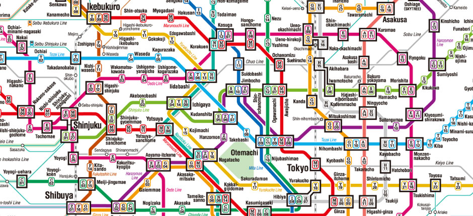 Tokyo maps of subway, train and so on